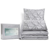 Giselle Bedding Quilt Cover Set Diamond Pinch Grey Queen QCS-DIAM-GY-Q