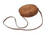 Handwoven Round Rattan Bag Tropical Beach Style Woven Shoulder Rattan Bag with Leather Strap 20cm V1294-YM0706-3117230158011