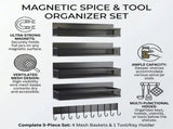 CARLA HOME 5 Pack Magnetic Spice Rack for Fridge Kitchen with Hook Bar V178-36504