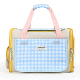 Plaid Portable Pet Carrier, Foldable Soft-Sided, 442828cm, Oxford & Polyester, Mesh & Roll-Up V1232-BXSTB-CW-001