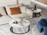 Stylish Round Nesting Coffee Tables with Metal Frame V767-JJ-XZ999-BLB