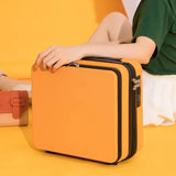 Orange Mini 16-Inch Password-Protected ABS Storage and Carry-On Luggage Box Front-Opening Cosmetic V888-ELOSUNG13511