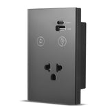2.4GHz WiFi Wall Touch Light Switch with Type-C USB Power Outlet Neutral Wire Required 1 Way Control V1294-YM0901-HS7880BUS-1