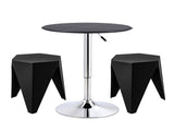 Artiss Bar Stools and Table Set 3PCS Dining Desk Kitchen Chair PVC Leather Black BA-SET-304PVC-T-BK
