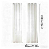 White Curtains, Striped Window Panels, 39.37x78.74in 2 Pack, 80% Polyester 20% Spandex, Semi V1369-AZ3-W-12331