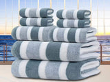 8-Piece Green Luxury Coral Fleece Towel & Bath Sheet Set - Ultra-Soft High-Density Absorbent Towels V888-ELOSUNG49486