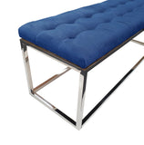 Holly Ottoman Silver Base - Blue Seat V292-OTT-HOLLY-SILVERBASE-NAVYBLUESEAT