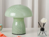 Stripe-Pure Green Retro Swirl Glass Mushroom Table Lamp - LED Bedside Night Light V888-ELOSUNG28092