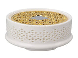 Teapot Warmer Tea Coffee Warmer Base Ceramic Heater with Spoon Lid and Candle Holder White V1294-YM0703-3118230130511