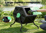 Gardeon Compost Bin 65L Composter Tumbler Rotating Outdoor With Sliding Door CBIN-SING-GNBK