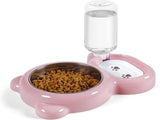 Cat Food and Water Bowl 2 in 1 with Automatic Water Dispenser Pink, 500 ml V1237-ZY-818-304