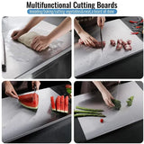 Silver Stainless Steel Chopping Board 70x50cm - Non-Slip Pastry Worktop Protector V178-59247