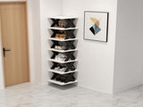 6-Tier Foldable White/Orange Shoe Rack, space-saving vertical design for entry halls, living rooms, V1106-KZDXJ003