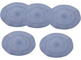 5pcs Woven Placemats 15 Inch Braided Table Mats Washable Blue for Dining V1192-AZ-W-21587