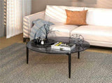 Chic Round Glass Coffee Table with Metal Legs V767-JJ-XZ321-GY