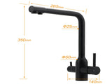 Matt Black 3 Ways Kitchen Mixer Tap Pury Water Sink Faucet 360 Swivel Spout Outlet V1233-KRD511B