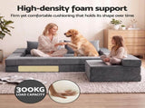Artiss 3-in-1 Convertible Sofa Bed with Folding Mattress Velvet Foam Chair 300KG SB-B-DBED-FOLD-GY