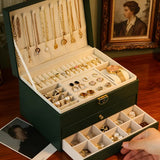 BLACK Multi - layer Jewelry Box Velvet Lining, Three - layer Zoning, Double - drawer V1232-SSSNH001
