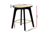 Artiss 4x Bar Stools Rattan Counter Kitchen Dinning Chair Bamboo Saddle Black BA-Y-1033-BKX4