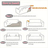 Sofa Cover for Corner L-Shaped Sectional Elastic Gray Pet Friendly Slipcover Armrest,3 Seater V1192-AZ-W-22324