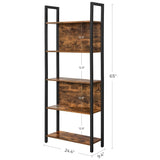 VASAGLE Bookshelf with 5 Shelves Rustic Brown and Black V227-9101101052471