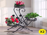 Levede Plant Stand Outdoor Indoor Metal Black UM1175-BKX2