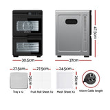 Devanti 12 Trays Food Dehydrator Dual-Zone Stainless Steel Fruit Jerky Dryer FD-E-661A-12T-SS