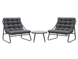 Gardeon 3PC Outdoor Bistro Set Patio Furniture Table and Chairs Steel Dining Chair ODF-BISTRO-CSL-GE