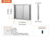 BBQ Access Door, 610x610 mm Double Outdoor Kitchen Door, Stainless Steel Flush Mount Door, Wall V952-SMABSCJMYS24Y71UBV0