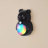 Adorable 3D Cartoon Bear LED Wall Light, Motion Sensor Night Light, Rechargeable, Magnetic Mount, No V1341-ZY-VFLR6UR8-BLACK-2PCS