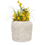 White Flower Embossed Planter w Hole Plug 25cm V637-88756PLN