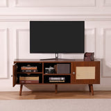 VEVOR Rattan TV Stand, Boho TV Cabinet for 55 inch TV, Mid Century Modern TV Stand, Rattan TV V952-TBDSJ47INHTMOXPGTV0