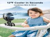 Portable Misting Stroller Fan with 4 Speeds & 360&deg Adjustable Tripod, Quiet Rechargeable Baby Fan V1107-CS-MNBZYFSH
