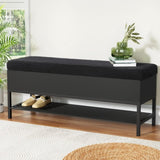 Artiss Storage Ottoman Blanket Box 110cm Boucle Shelf OTM-RTA-01-SHF-BK