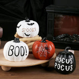Halloween Resin Pumpkin Decoration Set with Spider Web Bat and Lettering Designs, Ins Style European V1341-ZY-RLSQAAM3-4-PIECECOMPLETESET