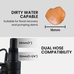 PROTEGE Tight Access Dirty Water Submersible Sump Pump, Integrated Float Switch V219-PMPWTPPTDW7A