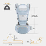 Blue 6 in 1 Adjustable Baby Carrier with Hip Seat in Light Green for Newborns and Toddlers V178-59272