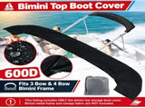 600D Oxford Bimini Top Storage Boot Cover Waterproof UPF50 UV Resistant Marine Canopy Protector for V1341-ZY-ZNWRYS3R-BLACK-4BOW3XL