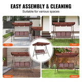 VEVOR 3-Seat Patio Swing Chair, Outdoor Patio Swing with Adjustable Canopy, Porch Swing with V952-TJQQ68INX44IVDDHLV0
