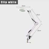 2-in-1 White LED Magnifier Desk Lamp With Clip - Hands-Free, Dimmable 3-Color Light for Crafts & V888-ELOSUNG393013