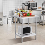 Stainless Steel Prep Table, 24 x 30 x 34 Inch, Heavy Duty Metal Worktable with 3 Adjustable Height V952-CFBXGGZTLCWJX36QKV0
