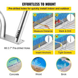 Pool Rail 39x32 Pool Railing 304 Stainless Steel 250LBS Load Capacity Silver Rustproof Pool Handrail V952-BXGYCFS3W39X32YC1V0