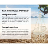 Gardeon Outdoor Hammock Chair with Stand Cotton Swing Relax Hanging 124CM Cream HM-CHAIR-SWING-CREAM-U