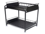 2 Tier Under Sink Storage Rack Kitchen Organizer Steel Frame with Removable Baskets & Suction Feet V324-HO-UNDSINKRACK-BK