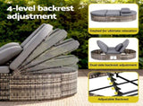 Gardeon Outdoor Day Bed Sun Lounge Setting Wicker Lounger Patio Furniture w/ Retractable Side Tray ODF-SUNBED-BS22-GE-AB
