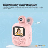 Kids Rechargeable Instant Print Camera Pink - Digital Thermal Photo Video MP3 V238-SUPDZ-40832782696528