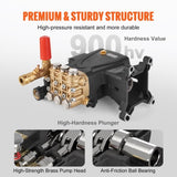 VEVOR Pressure Washer Pump, 25.4 mm Shaft Horizontal Triplex Plunger, 4400 PSI, 4 GPM, Replacement V952-HZQZBHZ1INCH4AEKKV0