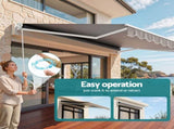 Instahut Retractable Folding Arm Awning Manual Sunshade 3.5M X 3M Grey AWN-B-ARM-35X30-GREY