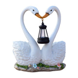 Swan Garden Statue, with Solar Hanging Lantern Light, Romantic Swan Couple Outdoor Solar Lights V1369-AZ3-W-09958
