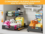 CARLA HOME 2 Pack Under Sink Organiser with Sliding Drawers for Kitchen & Bathroom LSB-36237